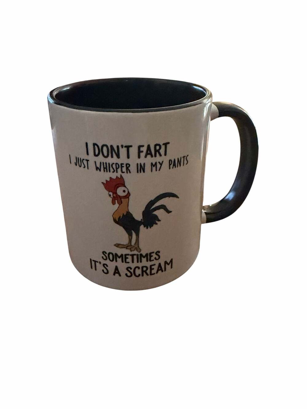 Funny Hei Hei Rooster Coffee Mug - I Don't Fart I Just Whisper In My Pants